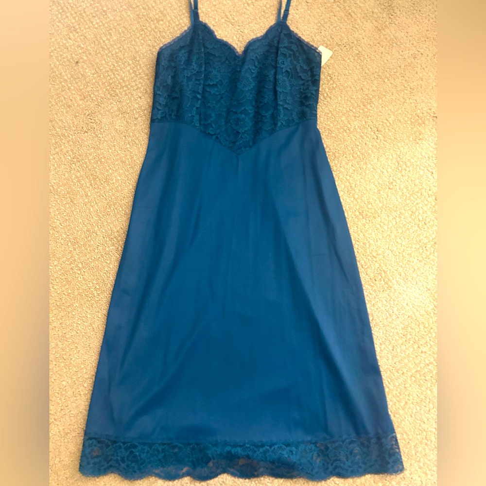 Vintage Dead-stock Blue Lace Slip size 34 NWT